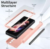 Applicable to Samsung FOLD3/FOLD4 with Pen Slot and Tempered Glass Protective  Case