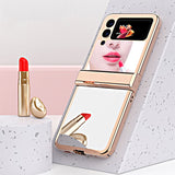 ZFlip3 Folding Screen Electroplating Mirror All-Inclusive Anti-Fall Protective Leather Case