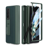 Magnetic Leather Frame Stand for Z Fold 3 Full Included Screen Glass Membrane Case with Hidden S Pen Slot