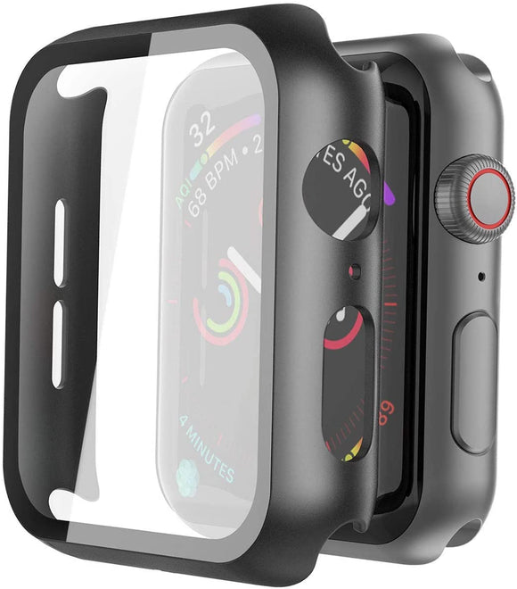 2PCS,Suitable for Apple Watch Protective Shell PC Tempered Membrane Shell Membrane Integrated Protective Cover