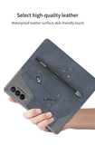 High-end Leather All-inclusive Cover with Card Package, S-Pen Holder and Stand For Samsung Z Fold3