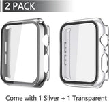 2PCS,Suitable for Apple Watch Protective Shell PC Tempered Membrane Shell Membrane Integrated Protective Cover