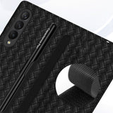 Buy a mobile phone case and get a free capacitive pen! Flip Pen Slot Phone Case Personalized Woven Leather Pattern ZFold3 Phone Case
