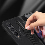 【Complimentary capacitive pen】Samsung Z Fold3 Folding Screen Phone Case All-inclusive Plain Leather Fold3 Phone Case