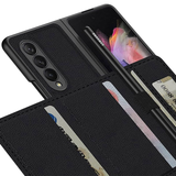 Spring 2022 New Carbon Fiber Pattern Z Fold3 High-End Leather All-Inclusive Case with Card Holder, S Pen Holder and Stand